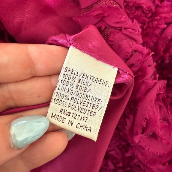 Y2K Vintage | BADGLEY MISCHKA Collection | Pink silk Rosette Strapless Dress | 0 - Picture 7 of 7